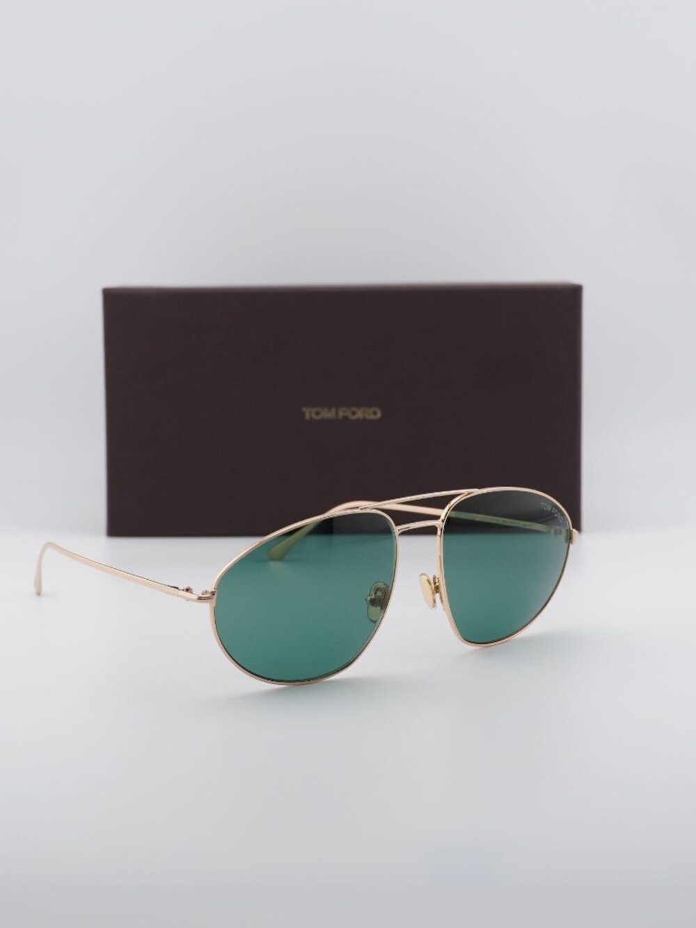 Tom Ford FT0796 28N Aviator Sunglasses - Shiny Rose Gold / Green